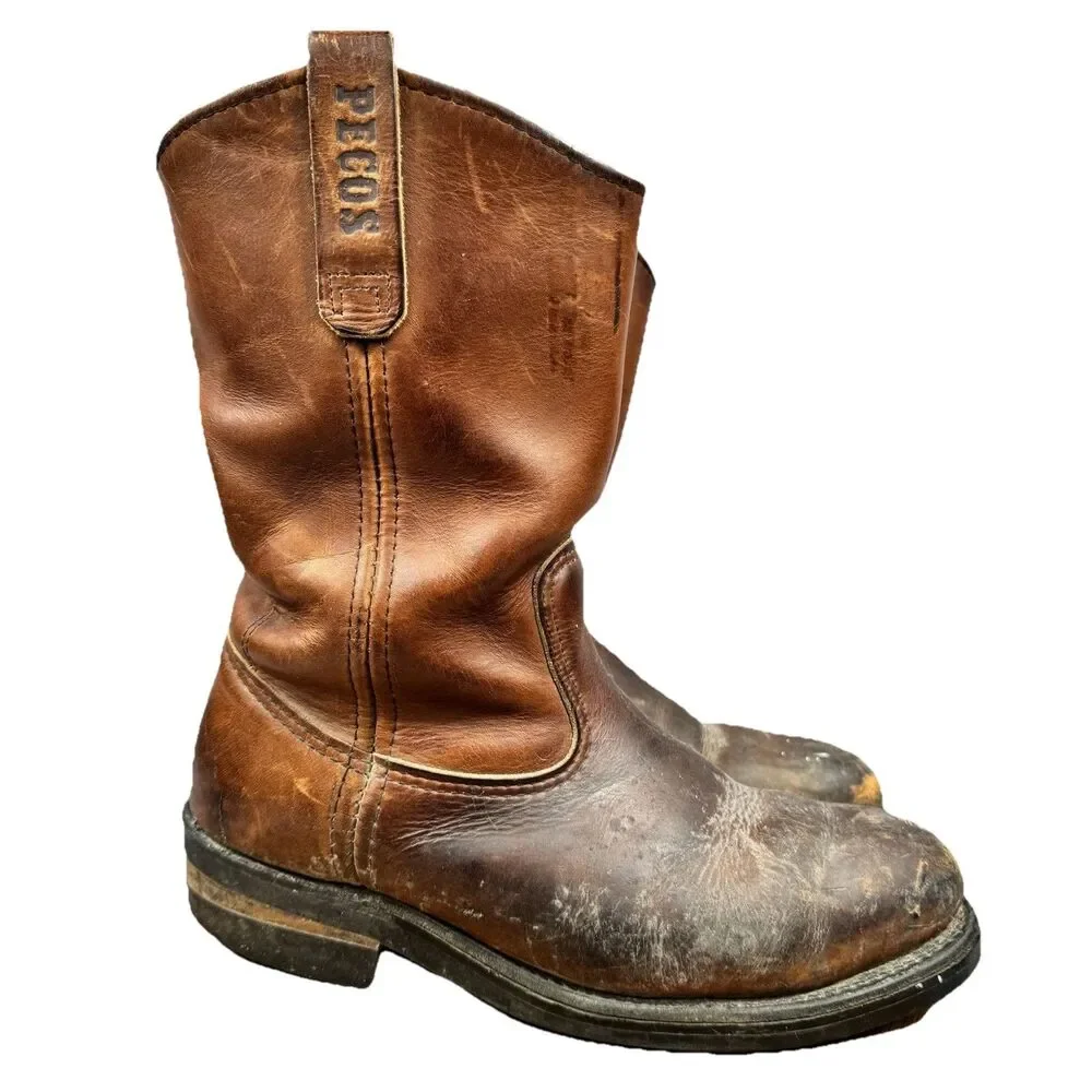 Red Wing Pecos Boots Men's 7.5 D Pull On Leather Work